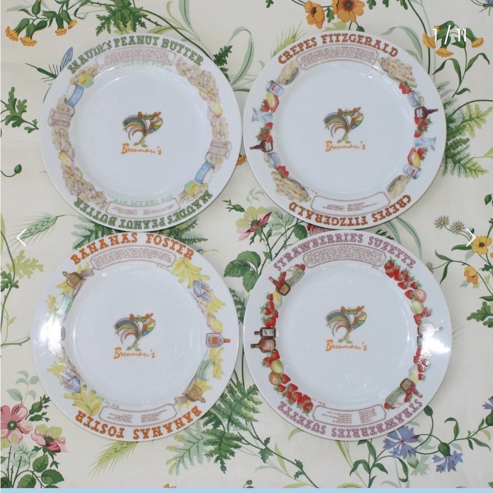 Ljungberg Brennan's Restaurant New Orleans Dessert Recipe Plates Set of 4 Rare! - Picture 7 of 7